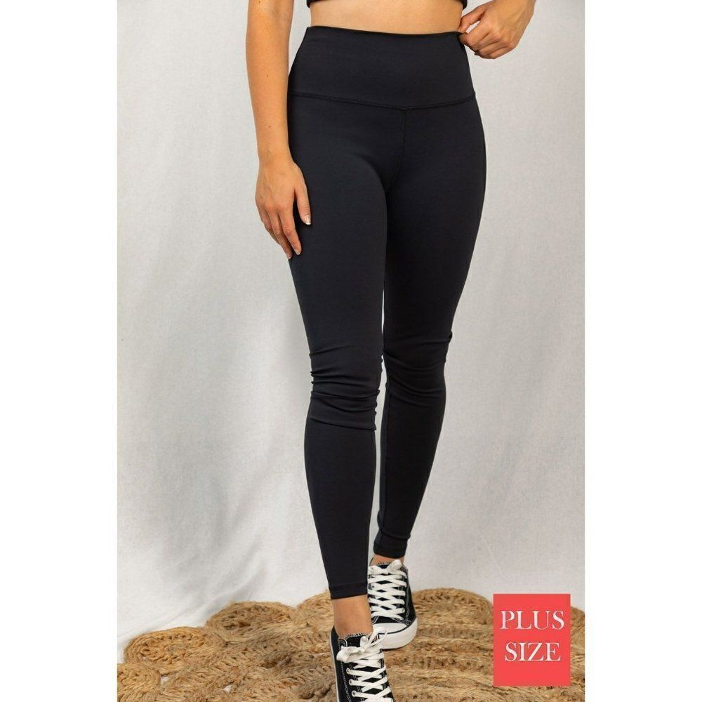 SALE! White Birch Black Workout Gym Leggings Plus Size Full Length Stretchy